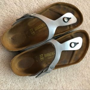 Silver Birkenstock Gizeh sandals size 37